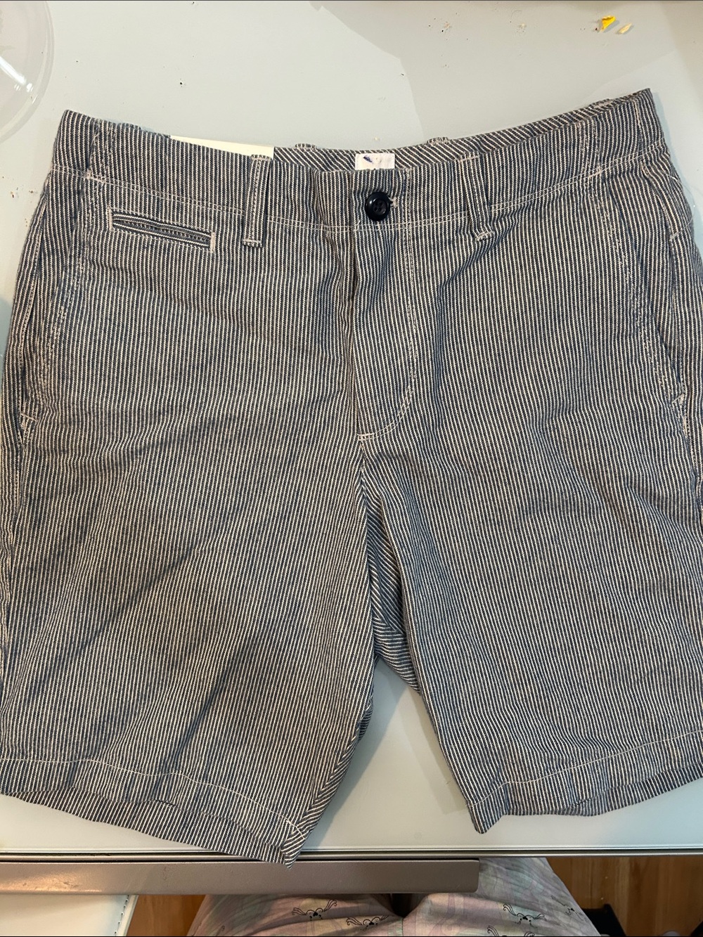 NWT GAP Men's Navy and White Pinstripe Flat Front Shorts